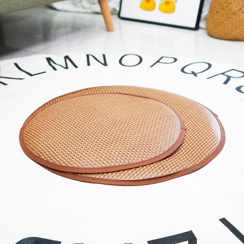 Round Dog Mat, Pet Straw Mat, Medium and Large Dog Floor Mat, Sleeping Mat, Washable Summer Cooling Cat and Dog Bed Mat