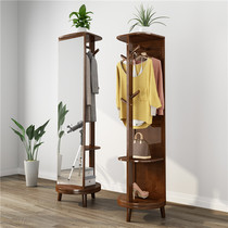 Mirror full-body household dressing mirror Nordic solid wood bedroom multifunctional hanger integrated fitting mirror rotating floor mirror