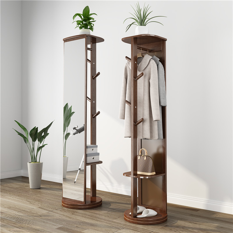 Mirror Full Body Mirror Body Mirror Home Floor Mirror Bedroom Small Family Type Solid Wood Rotatable Strap Hanging Hanger Full Body Mirror