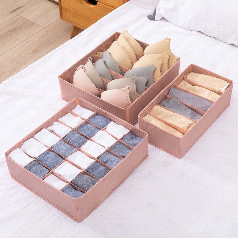 Socks storage box Wardrobe Household covered bra underwear grid storage box Drawer plastic finishing box