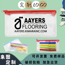 Transparent Zipper pen bag custom printing logo student office company exhibition enterprise promotion small gift delivery