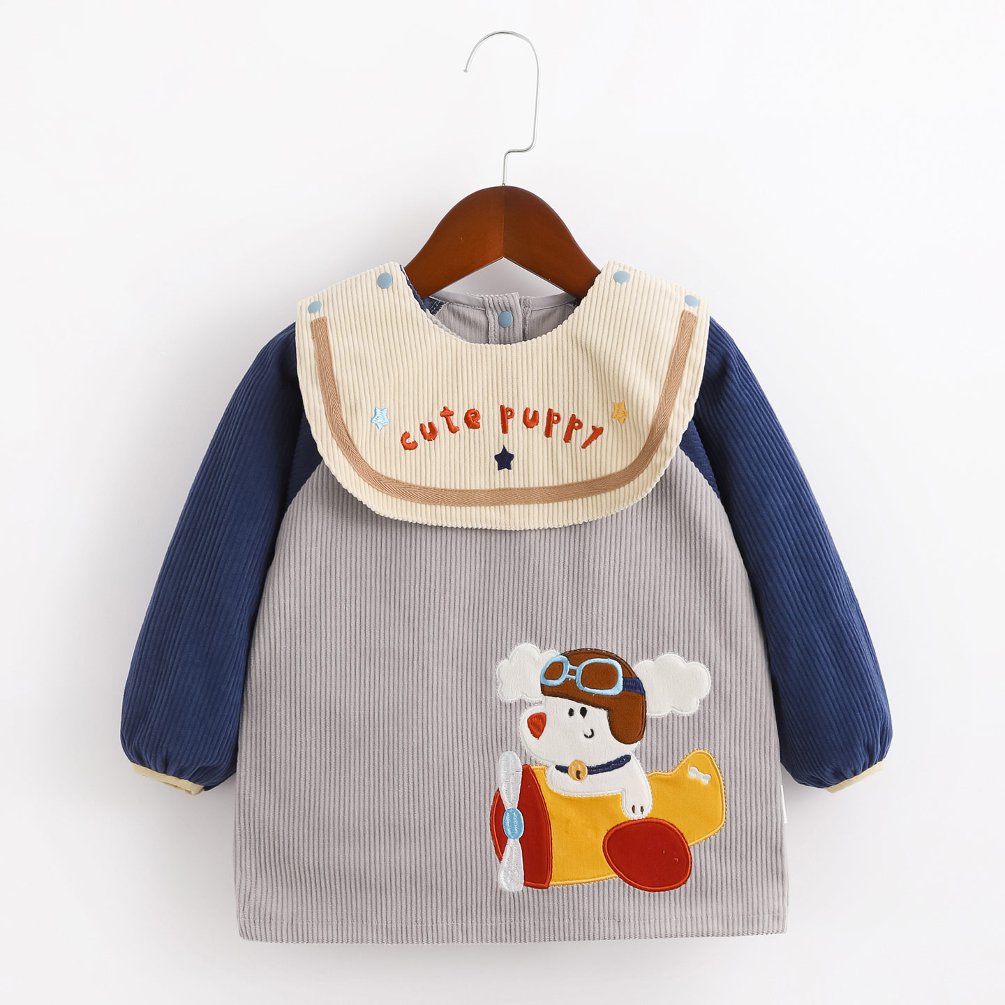 Baby fashionable reverse dressing corduroy elastic protective clothing