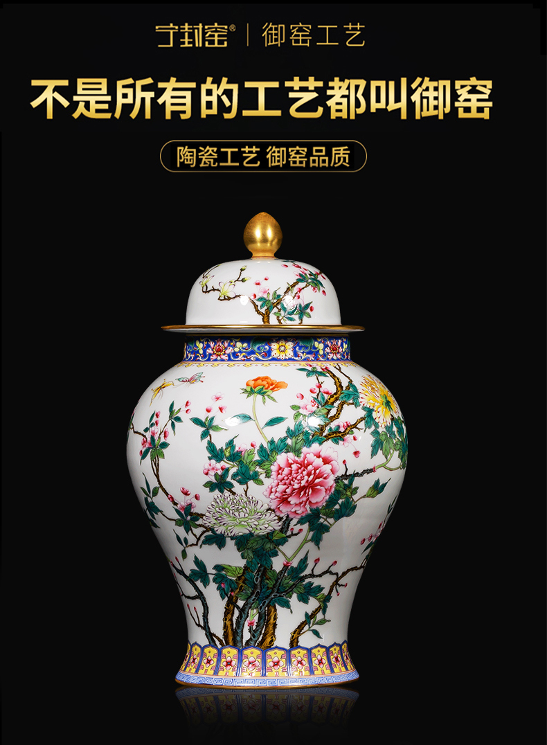 Ning hand - made antique vase seal up with jingdezhen ceramic bottle general colored enamel pot sitting room place, a large storage tank