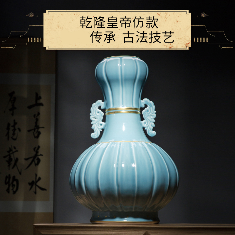 Better sealed up with porcelain of jingdezhen ceramic big vase garlic furnishing articles blue bottle of home sitting room archaize porcelain ornaments