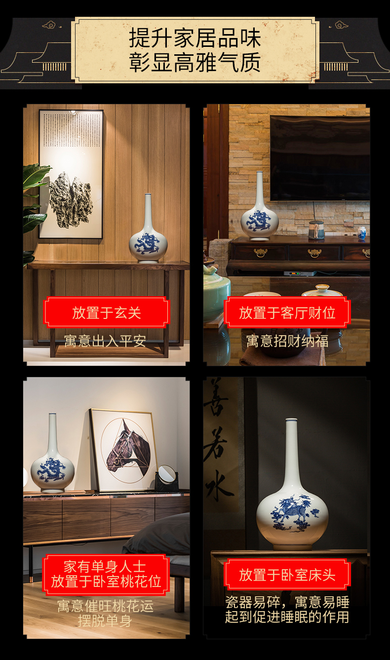 Ning hand - made sealed up with jingdezhen ceramic big vase furnishing articles sitting room put dried flowers antique Chinese blue and white porcelain vases