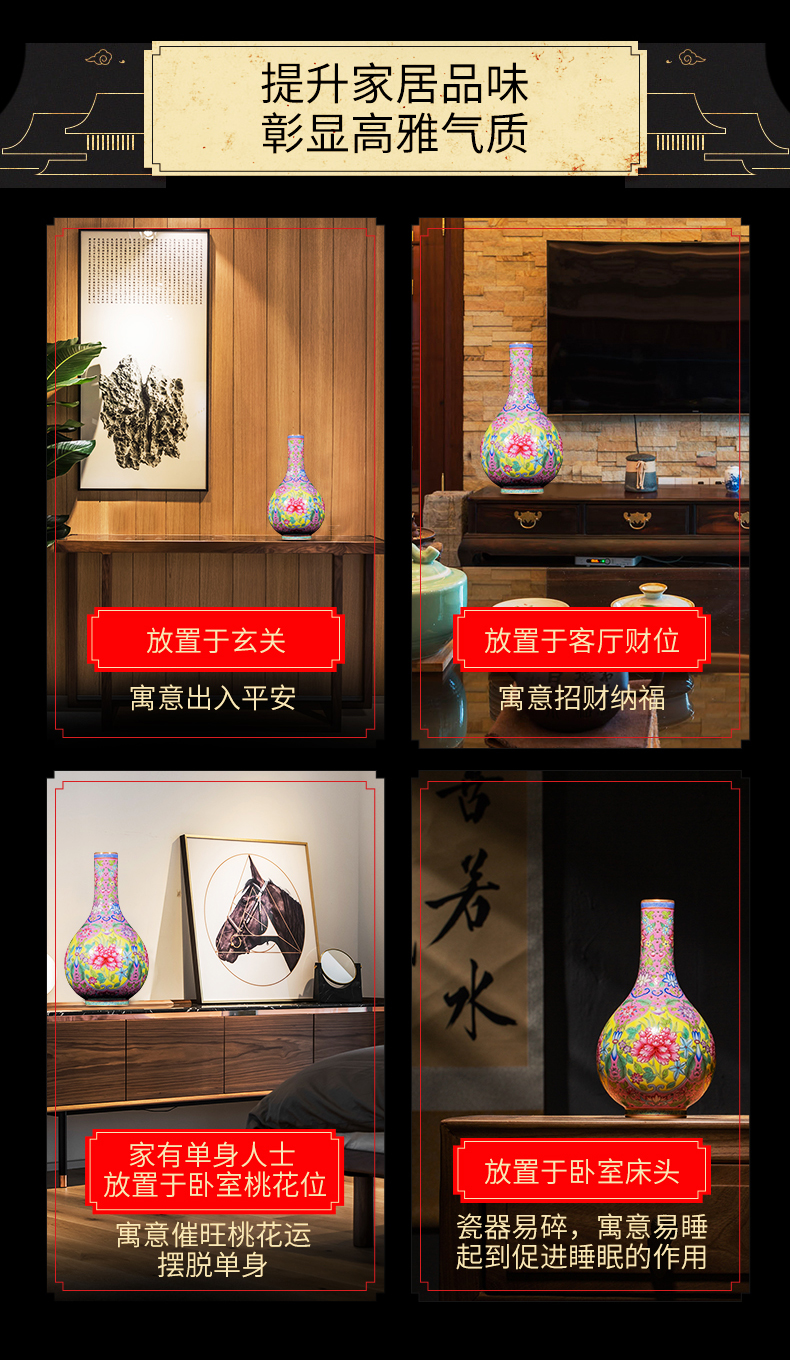 Ning hand - made archaize floret bottle sealed up with jingdezhen ceramic bottle furnishing articles sitting room colored enamel flowers gall bladder ceramic bottle