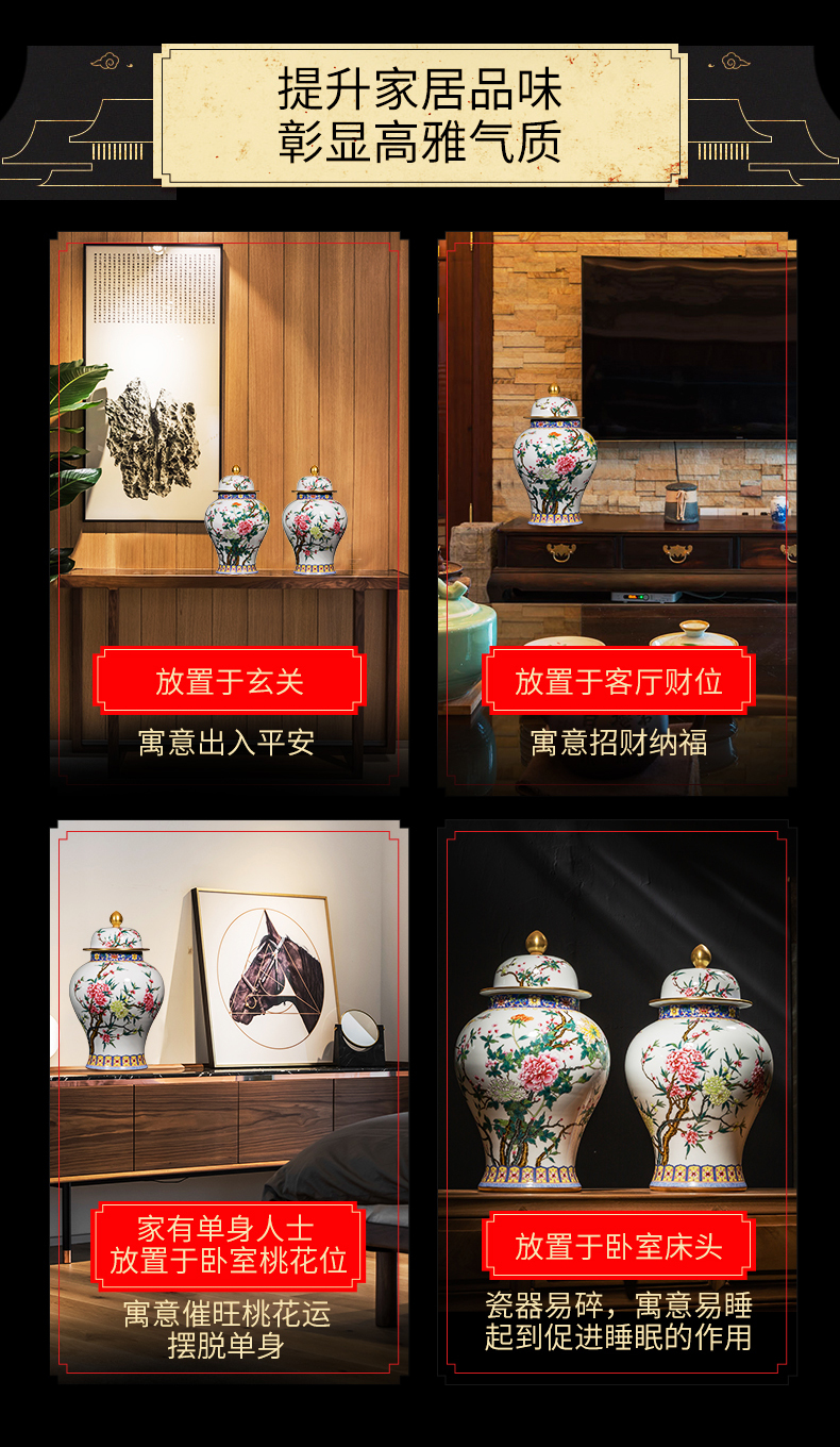 Ning hand - made antique vase seal up with jingdezhen ceramic bottle general colored enamel pot sitting room place, a large storage tank