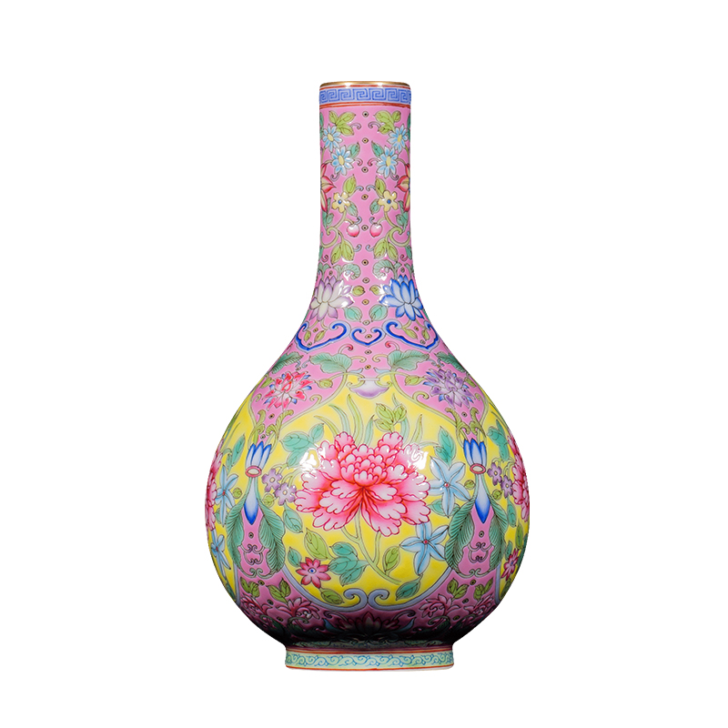 Ning hand - made archaize floret bottle sealed up with jingdezhen ceramic bottle furnishing articles sitting room colored enamel flowers gall bladder ceramic bottle