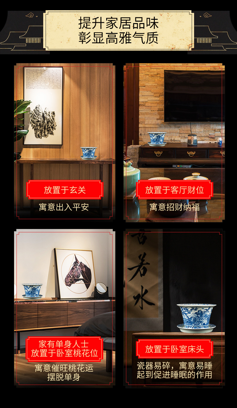 Better sealed up with jingdezhen ceramic vase furnishing articles sitting room hand - made fushan ShouHai lines of new Chinese antique blue and white flower pot