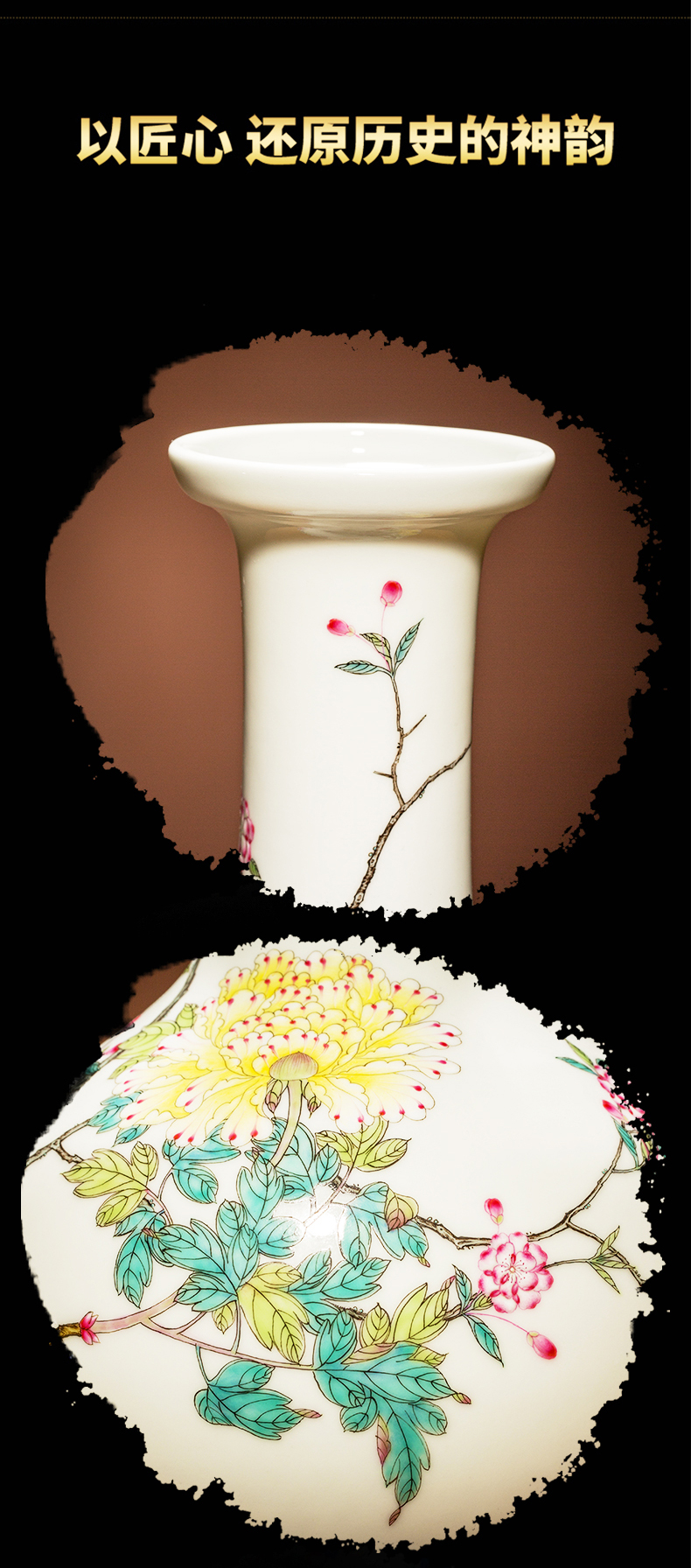 Better sealed up with jingdezhen furnishing articles of the new Chinese style household enamel porcelain vase hand - made dish buccal bottle sitting room adornment