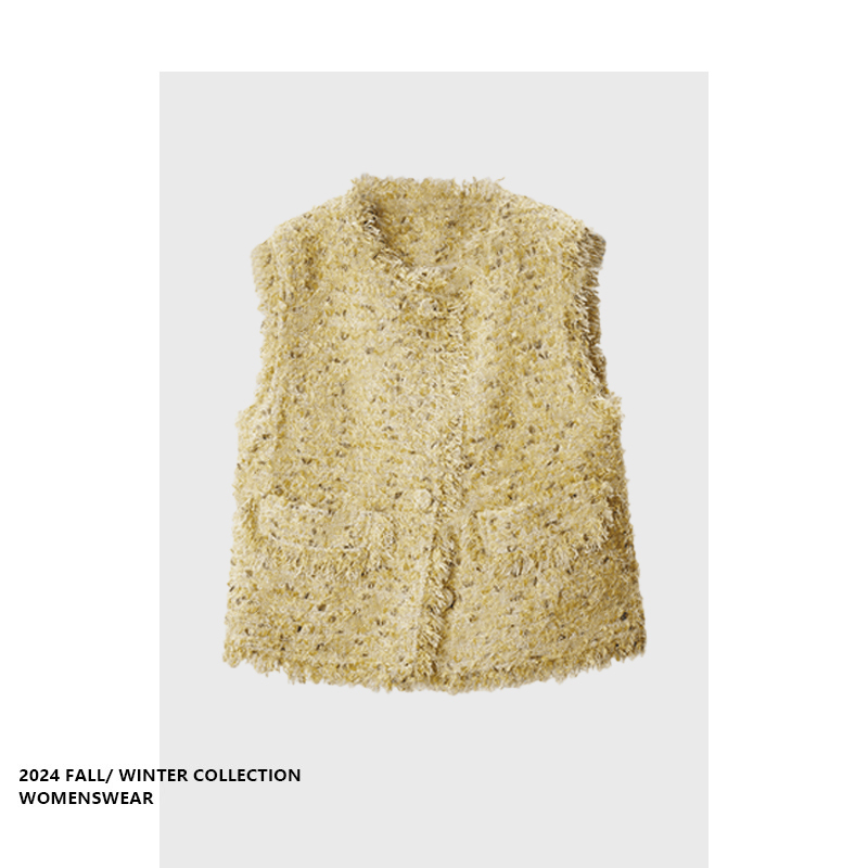 Forever 21 High-End, Elegant, Niche Tweed Chanel-Style Sleeveless Vest Top for Women, Spring Style