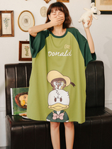 Sleepwear woman Summer thin cotton in pure cotton with short sleeves Sleeping Dress Cute Printed Fat Mm Loose big code Home Home Clothes