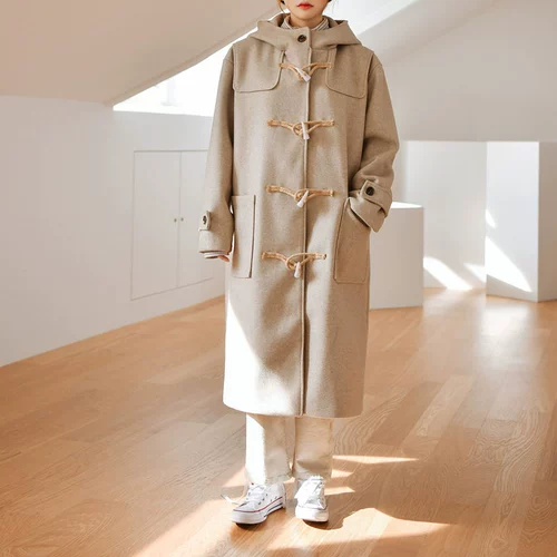 Длинное демисезонное шерстяное пальто, средней длины, в корейском стиле, увеличенная толщина