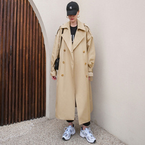 Windbreaker jacket womens knee-length loose Korean version of the 2021 spring and autumn new thin student suit collar windbreaker tide