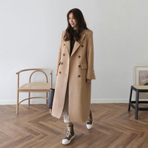 Woolen coat womens long 2021 autumn and winter Korean version of popular new woolen coat thickened cotton wool jacket
