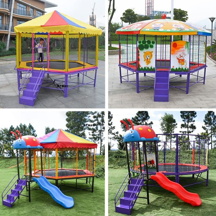 Kindergarten trampoline outdoor children's play equipment amusement park square with protective net trampoline outdoor large trampoline