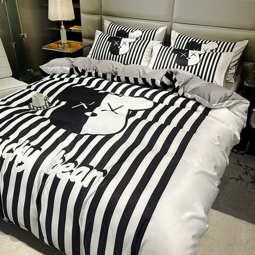 Шелковый шелковистый комплект, пододеяльник, простыня, легкий роскошный стиль, 4 предмета