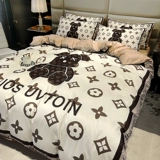 Шелковый шелковистый комплект, пододеяльник, простыня, легкий роскошный стиль, 4 предмета