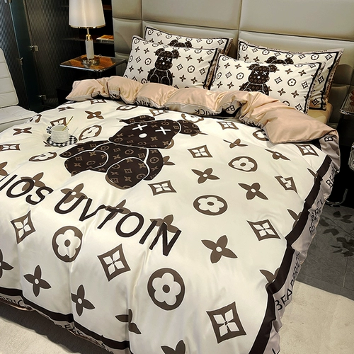 Шелковый шелковистый комплект, пододеяльник, простыня, легкий роскошный стиль, 4 предмета