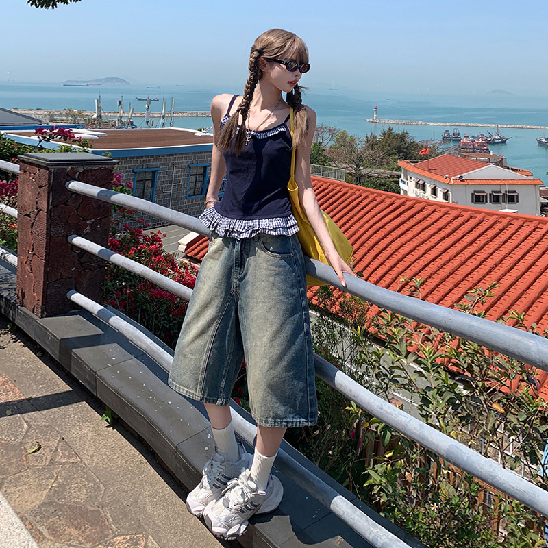 Nongge American-Style Cropped Jeans for Women 2026 Summer New High-Waisted Gradient Vintage Straight Loose Mid-Length Pants Nongge American-Style Cropped Jeans for Women 2026 Summer New High-Waisted Gradient Vintage Straight Loose Mid-Length Pants