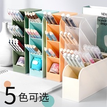 Mark pen storage box desktop grid oblique insert pen holder storage box Nordic multifunctional acrylic frosted pen barrel