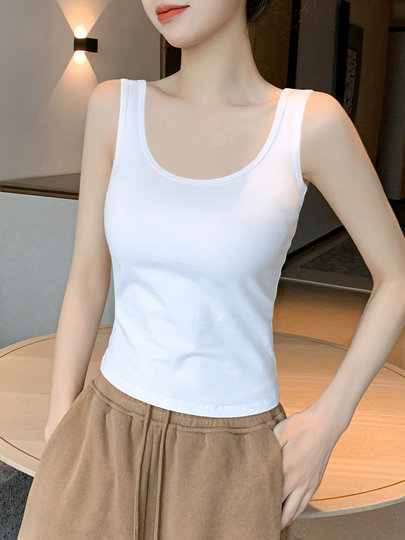 白色纯棉吊带背心女2025新款夏季外穿遮副乳打底内搭修身无袖上衣