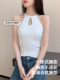 镂空黑色挂脖吊带背心女带胸垫内搭美背文胸一体打底新中式上衣