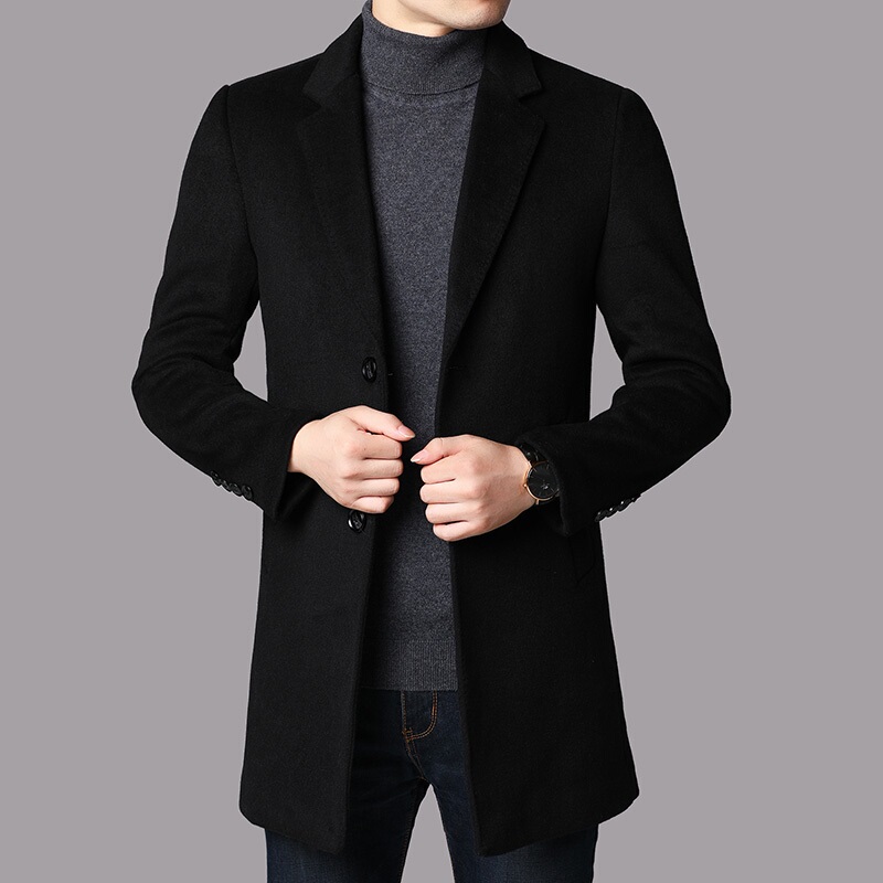 Middle-Aged Men's Double-Sided Cashmere Coat, Mid-Length, Thickened for Autumn and Winter, Woolen Overcoat for Dad Middle-Aged Men's Double-Sided Cashmere Coat, Mid-Length, Thickened for Autumn and Winter, Woolen Overcoat for Dad