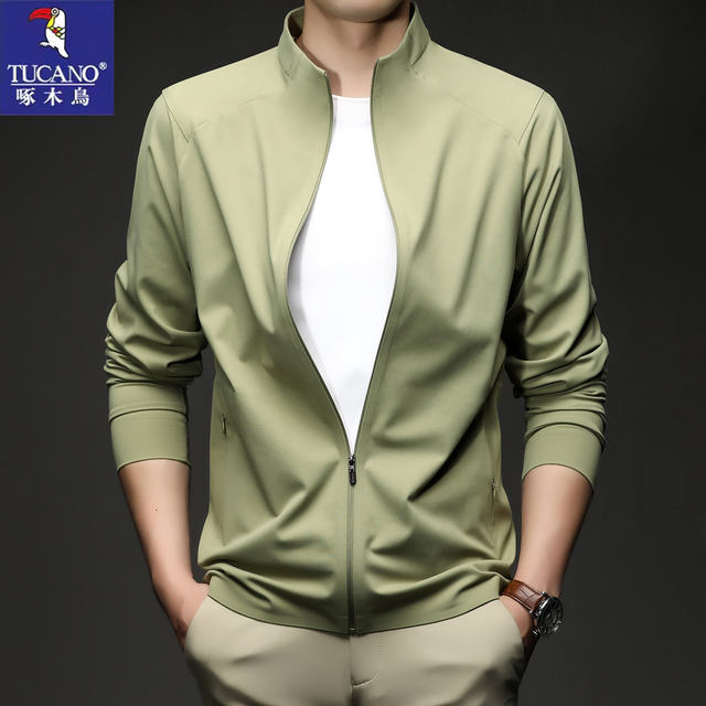 Woodpecker Jacket ຜູ້ຊາຍພາກຮຽນ spring ໃຫມ່ທີ່ສູງທີ່ສຸດ seamless ຄໍ stand-up ເທິງເຄື່ອງນຸ່ງຫົ່ມວ່າງ Casual ເສື້ອກິລາກາງແຈ້ງ