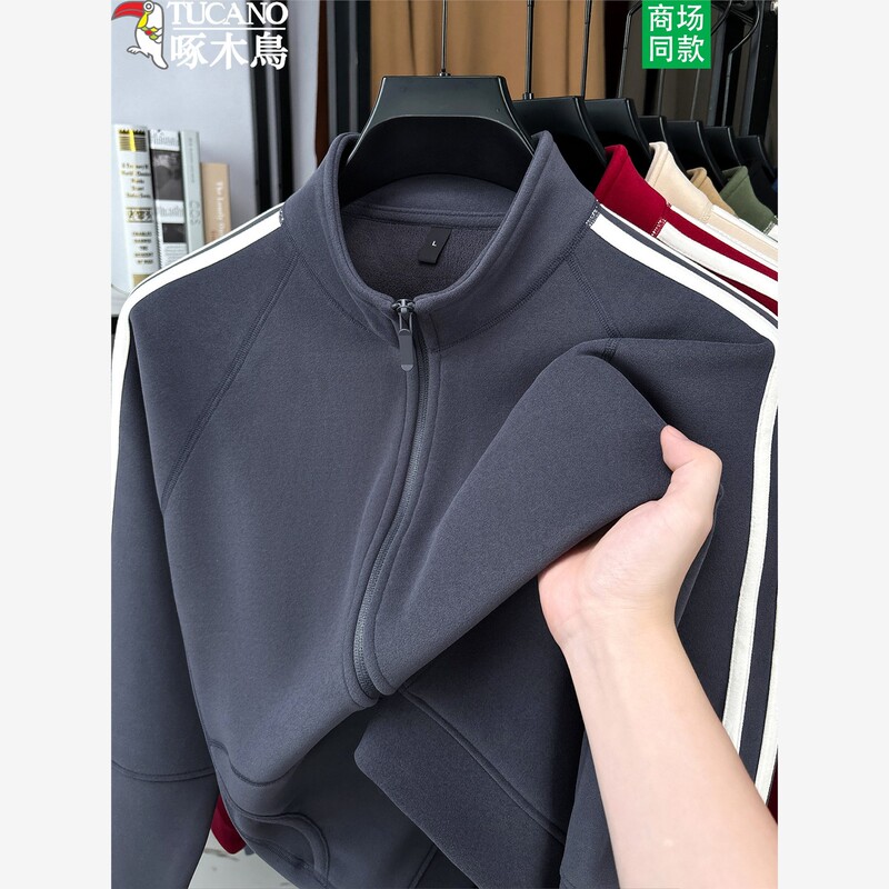 Woodpecker Stand-Collar Jacket for Men 2025 New Autumn and Winter Middle-Aged Outdoor Sports Casual Loose Coat Top
