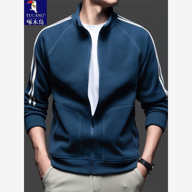 Woodpecker stand collar cardigan jacket men's sweatshirt ພາກຮຽນ spring ແລະດູໃບໄມ້ລົ່ນຄົນອັບເດດ: ກິລາໃຫມ່ກິລາກາງແຈ້ງບາດເຈັບແລະຫນາ.