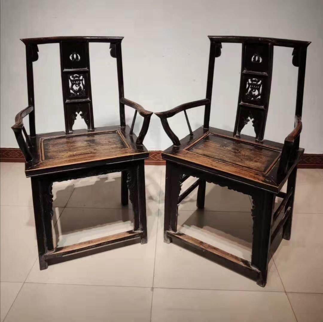 Old chairs old furniture Antique second-hand official hat chair Qing Dynasty folk rural folk old objects nostalgic collection