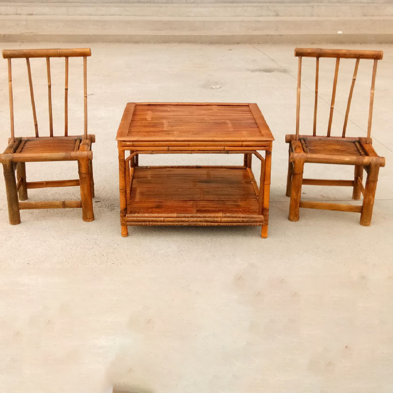 Folk old objects Spotted Bamboo Small Board Stool Table And Chairs Three Sets Nostalgia Old Collection Farmhouse Folk Juku Retro Decorative Swing Accessories