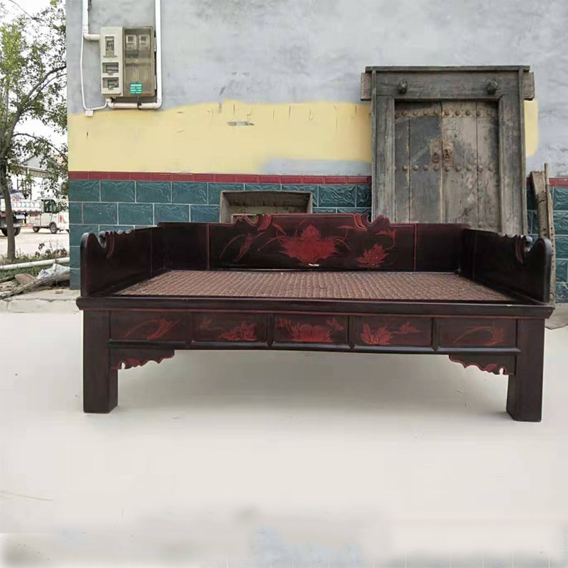 Folk custom old objects old furniture old elm Arhat bed Chinese retro nostalgic collection club film and television props - Taobao