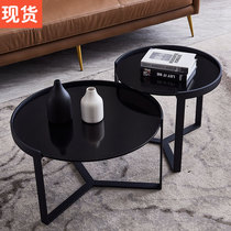 Nordic coffee table simple modern living room round set several combination minimalist coffee table small apartment tempered glass iron art