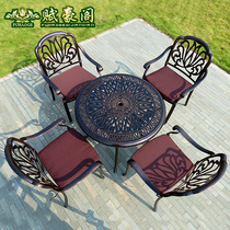 Outdoor table and chairs Composition Cast aluminium outdoor furniture Balcony Table And Chairs Villa Courtyard Iron Art Casual Table And Chairs Five Pieces