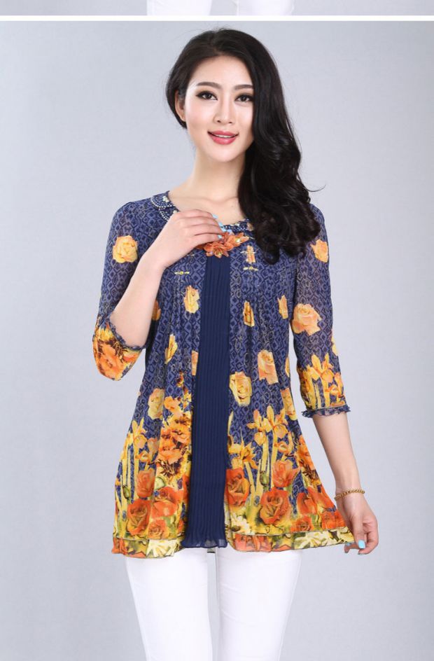 Kaiyong 2016 mùa xuân mới chính hãng Quần áo nữ Shangya trên áo sơ mi nữ ren ngắn kích thước lớn dành cho nữ áo công sở nữ