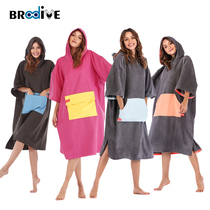  Diving bathrobe Beach cloak Absorbent replacement robe cover Quick-drying cloak hooded pocket Mens and womens bath towels