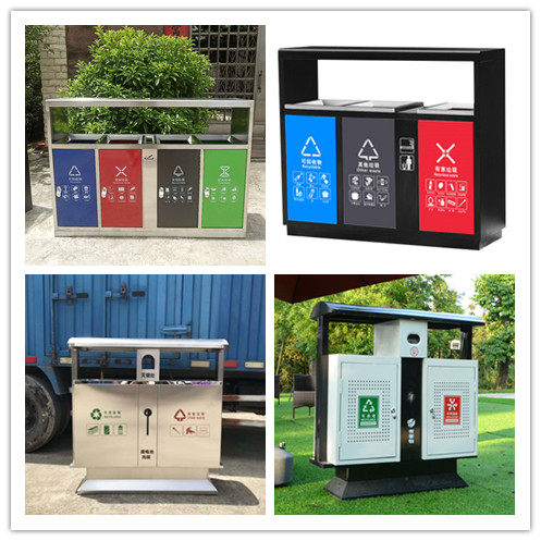 Customized outdoor garbage can stainless steel park community sorting bucket three classification four classification garbage can garbage bin