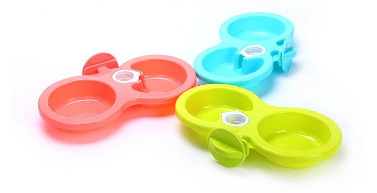 Pet treo đôi bát treo cố định chó bát bát mèo bát thức ăn cho chó bát thỏ nước bát thức ăn cho mèo bát bát - Cat / Dog hàng ngày Neccessities 	bát ăn đôi cho chó mèo	