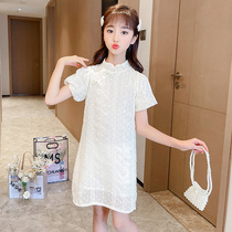 Korean girl pearl button cheongsam dress little girl super fairy princess dress in foreign style big boy summer dress sweet dress