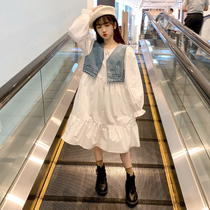 Korean Girls Autumn Dress Spring Autumn 2022 New Korean Edition Kids Skirt Yangqi Big Boy Girl Princess Dress