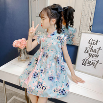 Korean girl cheongsam dress summer dress 2021 new childrens chinese style hanfu foreign little girl princess dress