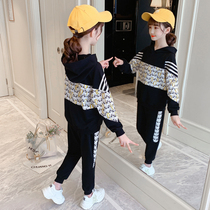 Korean Girl Hooded Sweatshirt 2022 New Autumn and Winter Foreign Style Childrens Set Big Kids Autumn Two-Piece Trend