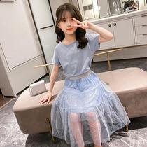 Girls Summer Dress Princess Dress 2021 New Short Sleeve Kids Internet Red Little Girl Mesh Princess Dress