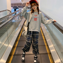 Korean girl small fragrance set net celebrity 2021 new childrens fashion big childrens clothing autumn and winter sports two-piece