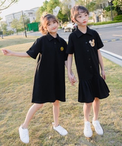 Korean girl polo dress summer new foreign sister dress medium big boy short sleeve college style T-shirt skirt