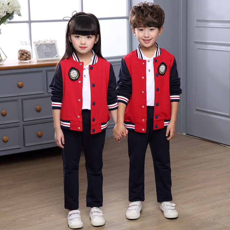 College wind primary school uniforms baseball clothes for spring and autumn clothes children sports clothes kindergarten garden clothes class clothes autumn pure cotton