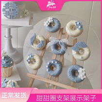 Sweet Donuts Show Shelves Transparent Acrylic Stents Swing Pieces Sweet Table Snack Swing Bench Subdessert Rack Wood Racks