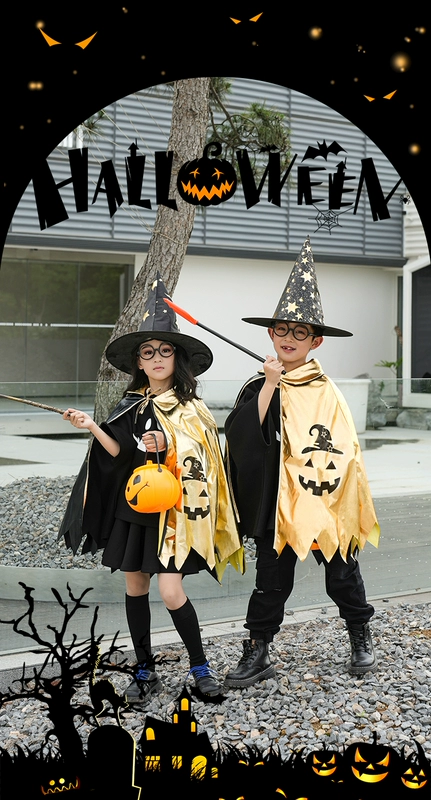 halloween kinh dị Quần áo trẻ em Halloween, trang phục áo choàng bé trai, quần áo cos, áo choàng phù thủy, trang phục phù hợp với trang phục mẫu giáo sát nhân halloween